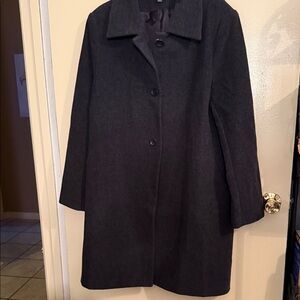 Chadwicks Women's Dark Gray Single-Breasted Wool Pea Coat